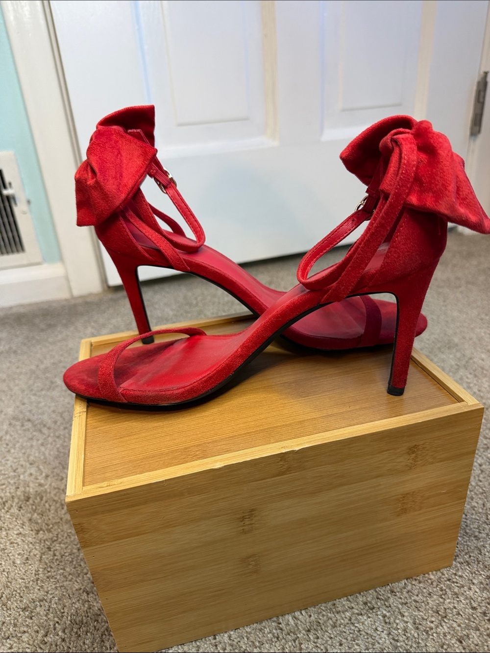 Women’s Red Bow Ankle-Strap Heels